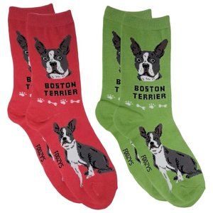 Boston Terrier American Gentleman Dog Rescue 2 Pairs Women's Foozys Socks